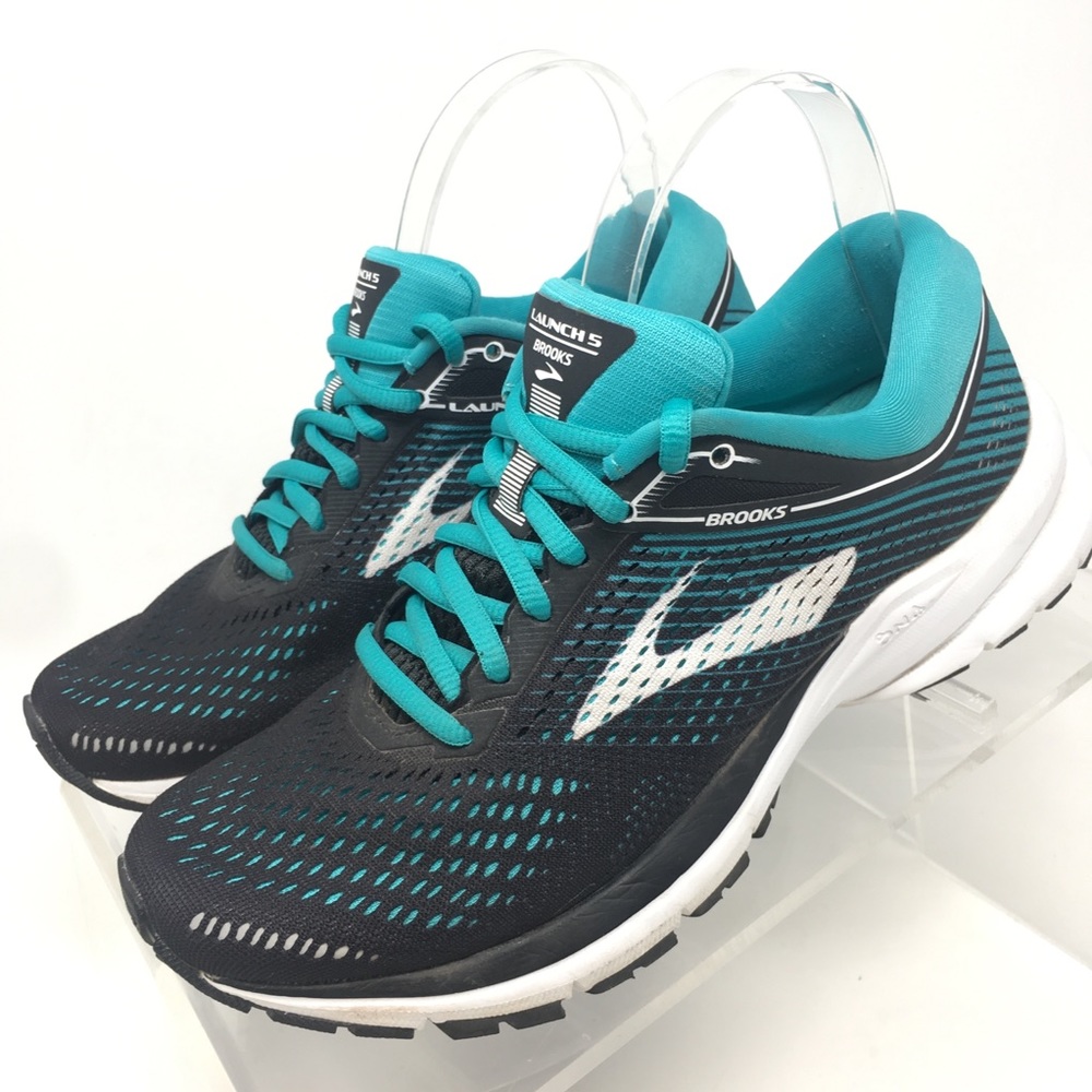 Brooks Launch 5 Running Shoes Black Teal Sz 7B